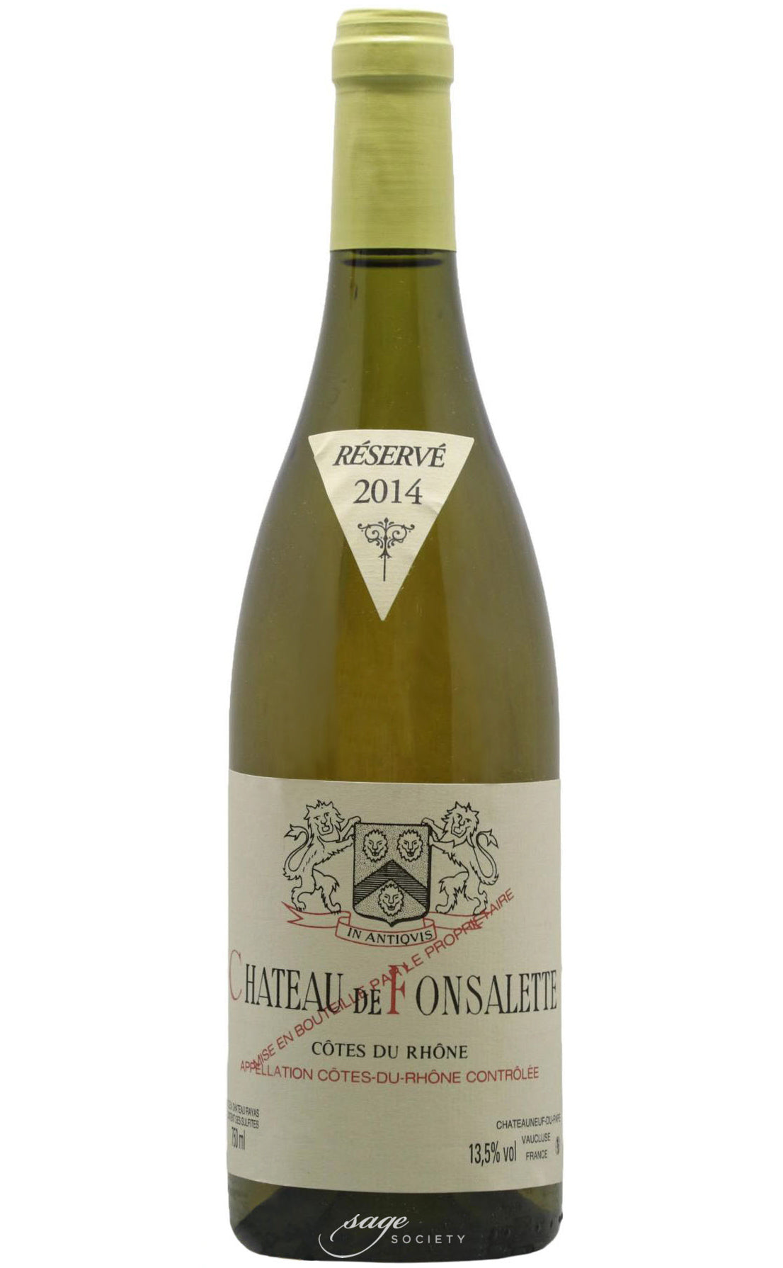 2014 Château Rayas Côtes du Rhône Blanc Château de Fonsalette Reserve
