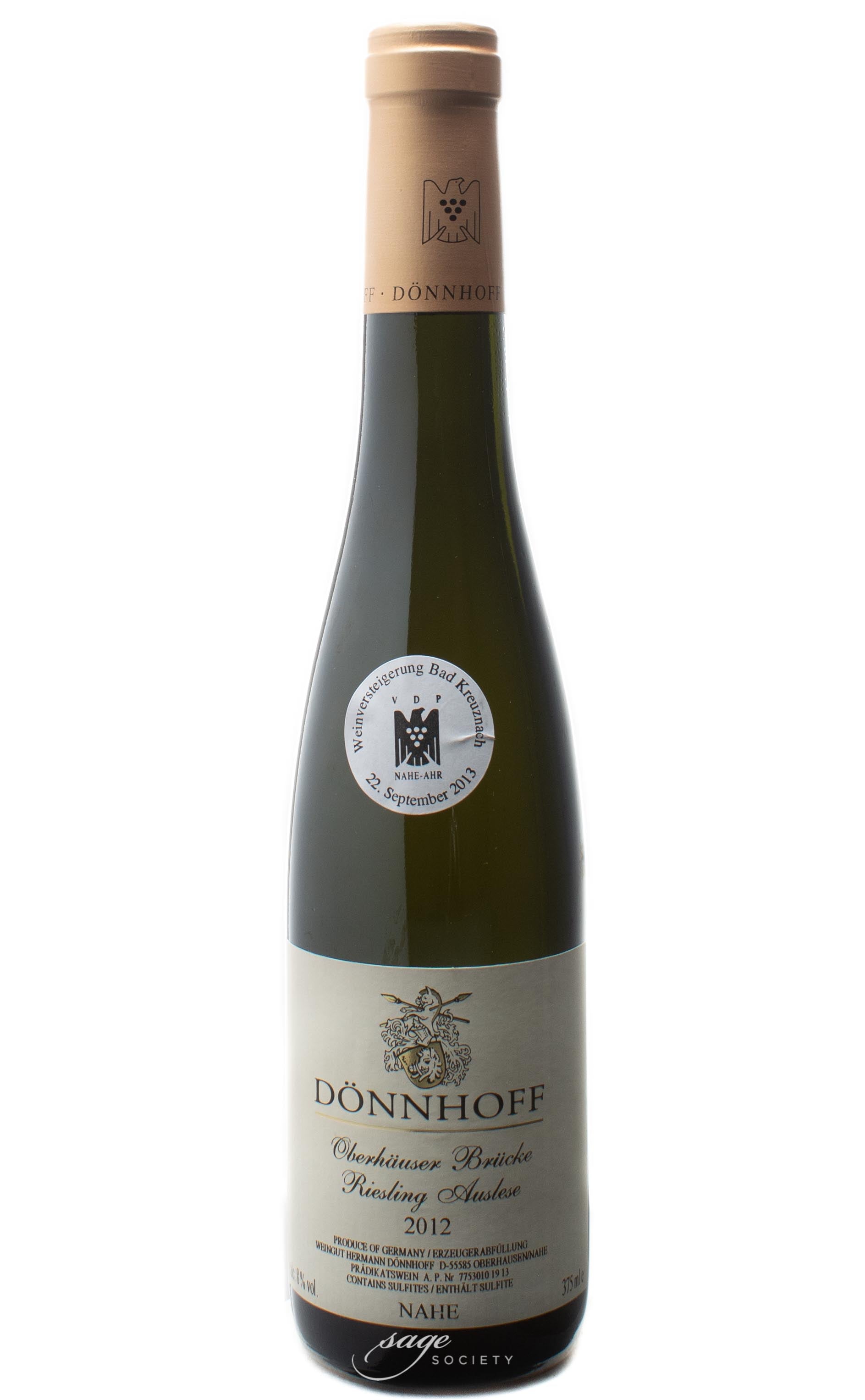 2012 Dönnhoff Oberhäuser Brücke Riesling Auslese Goldkapsel Auction 375ml