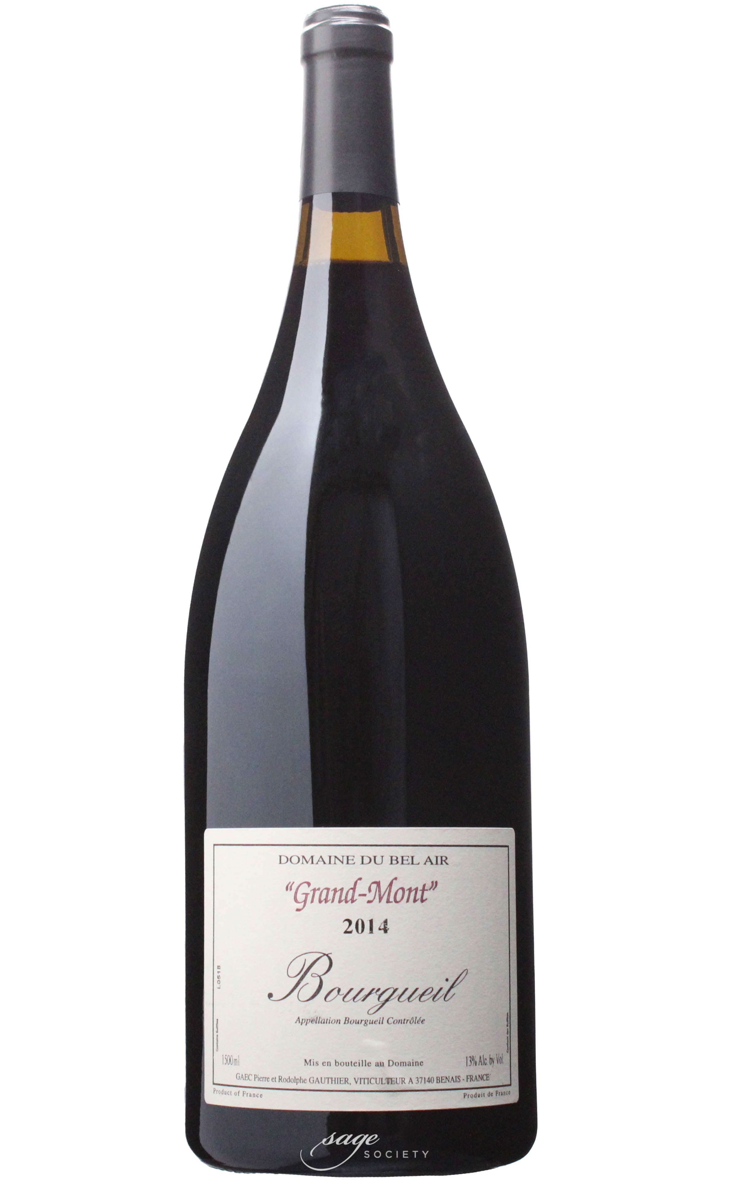 2014 Domaine du Bel Air (Pierre et Rodolphe Gauthier) Bourgueil Grand Mont 1.5L