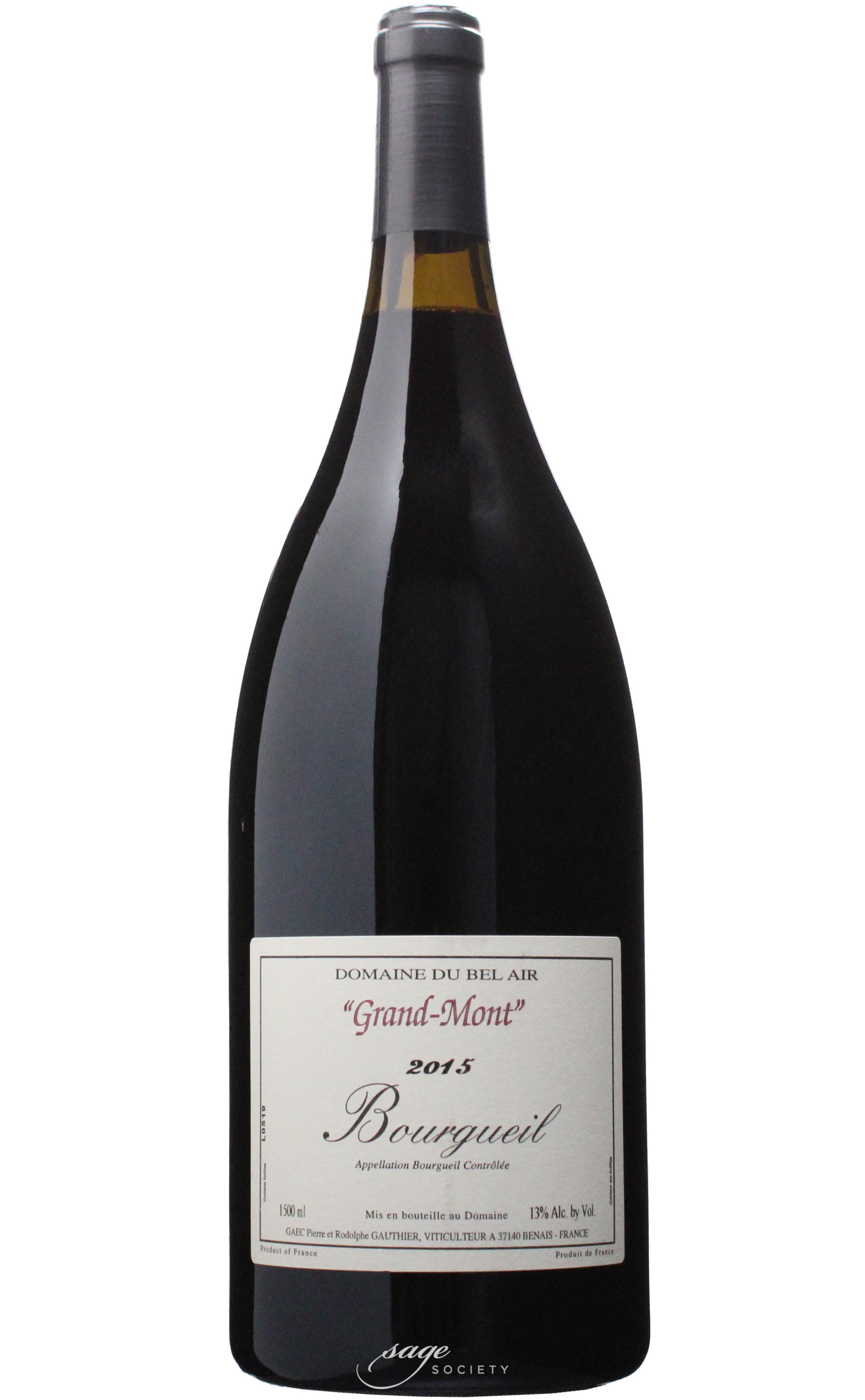 2015 Domaine du Bel Air (Pierre et Rodolphe Gauthier) Bourgueil Grand Mont 1.5L