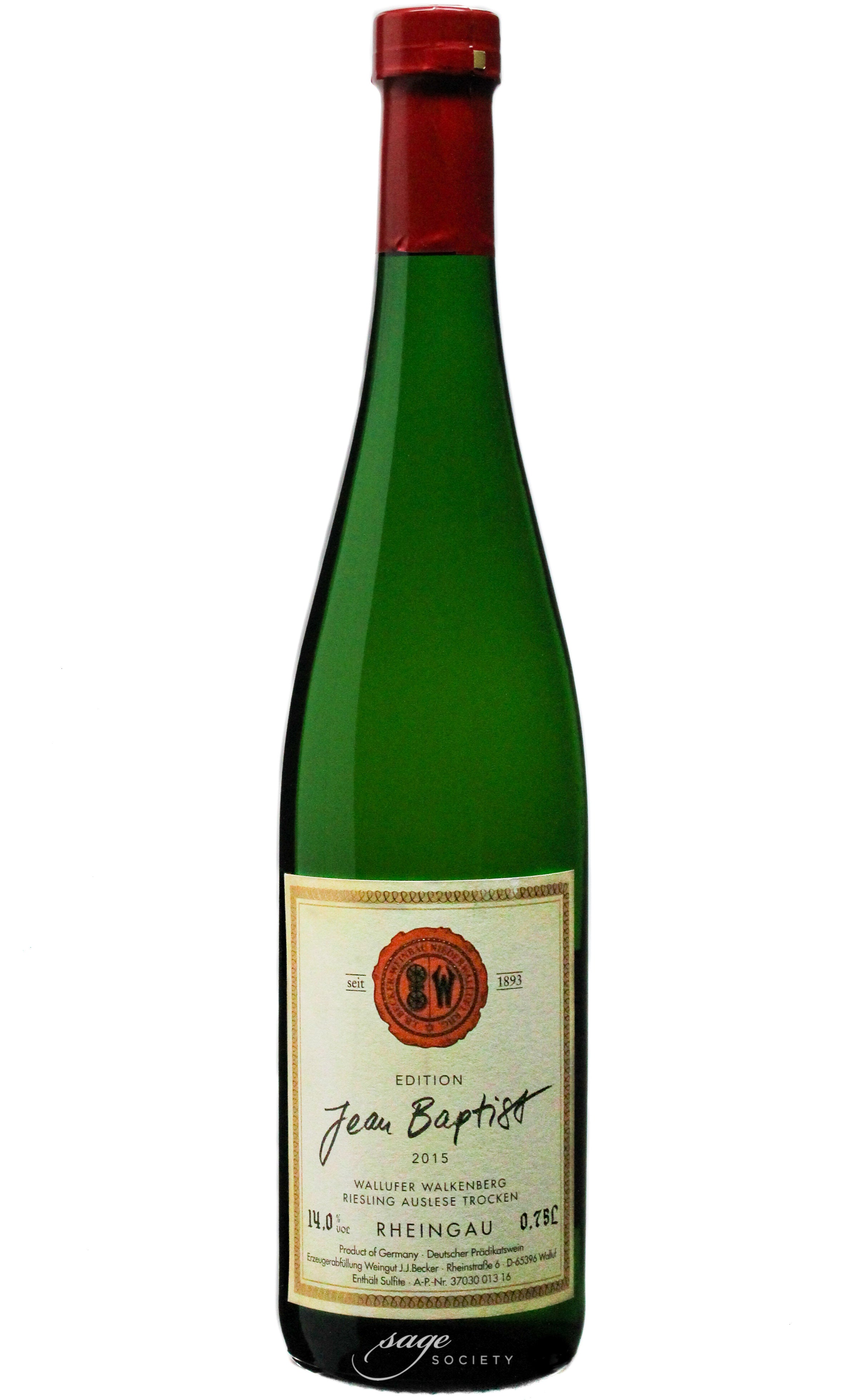 2015 J.B. Becker Wallufer Walkenberg Riesling Auslese Trocken Edition Jean Baptiste