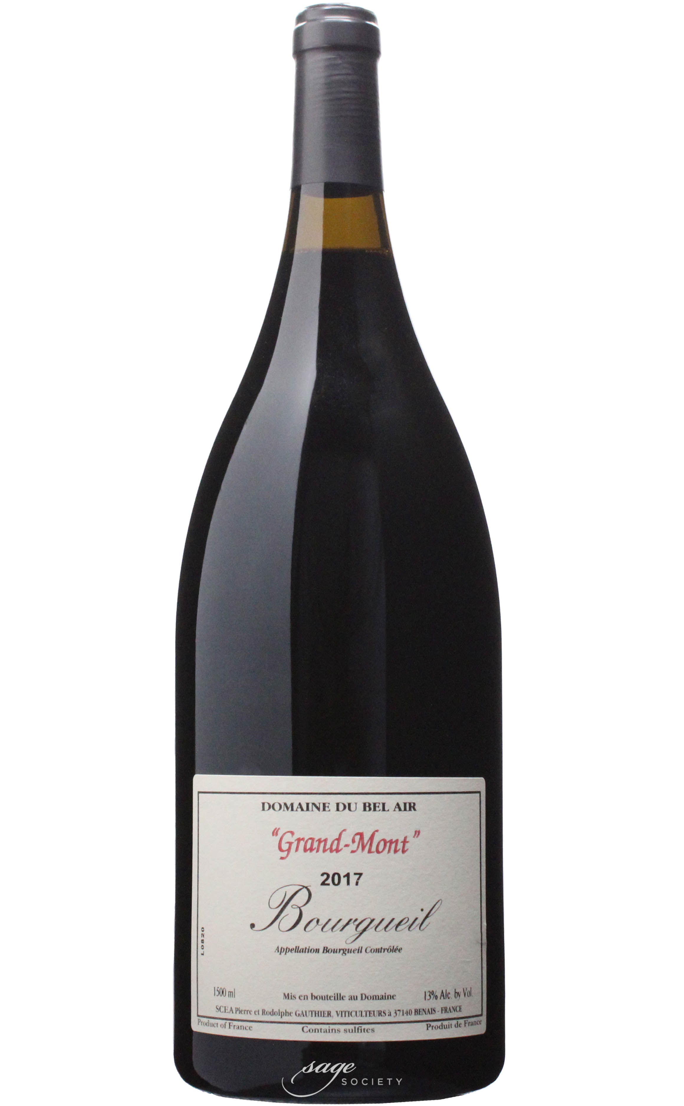 2017 Domaine du Bel Air (Pierre et Rodolphe Gauthier) Bourgueil Grand Mont 1.5L