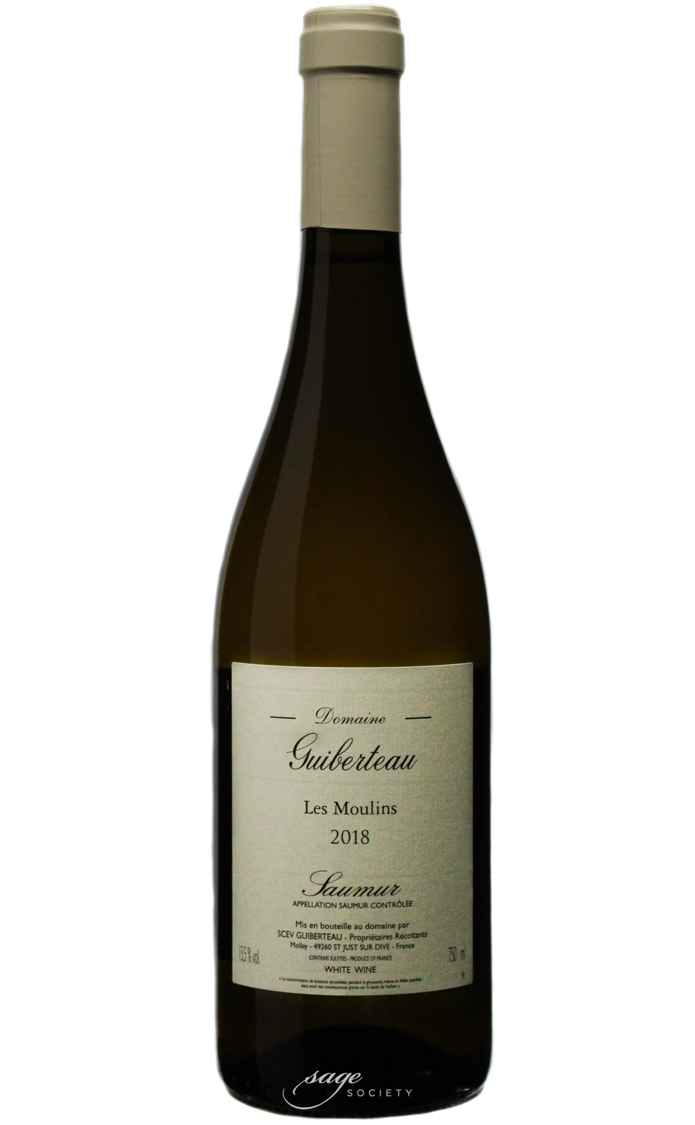 2018 Domaine Guiberteau Saumur Blanc Les Moulins
