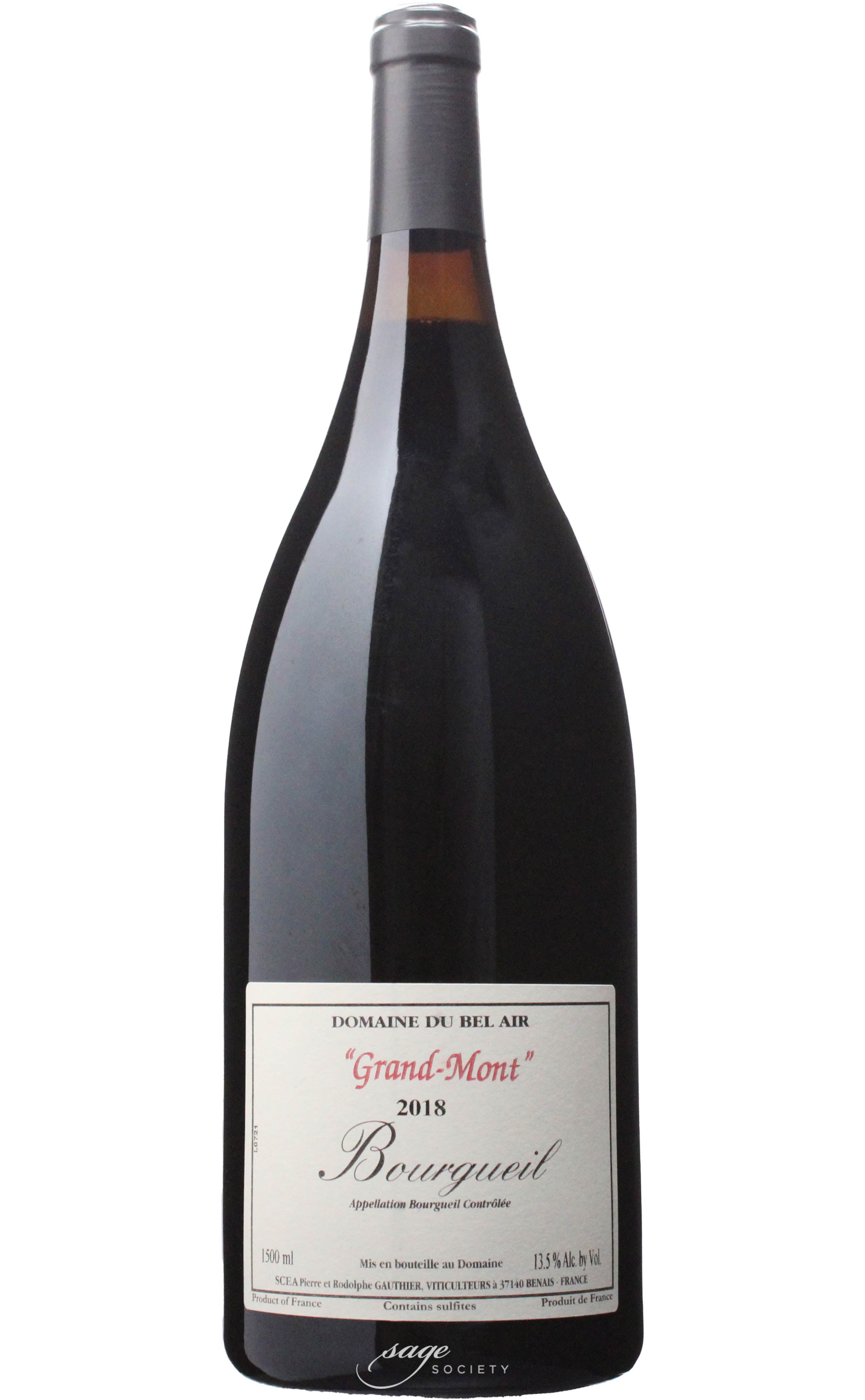 2018 Domaine du Bel Air (Pierre et Rodolphe Gauthier) Bourgueil Grand Mont 1.5L